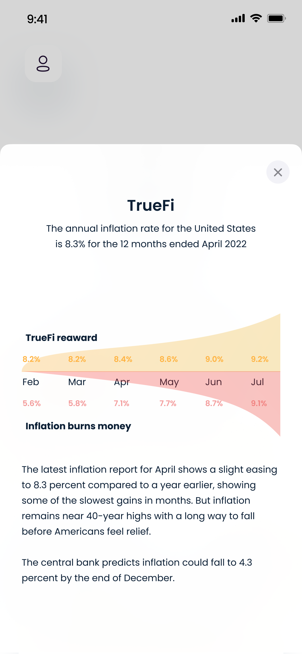 TrueFi reward compared with inflation